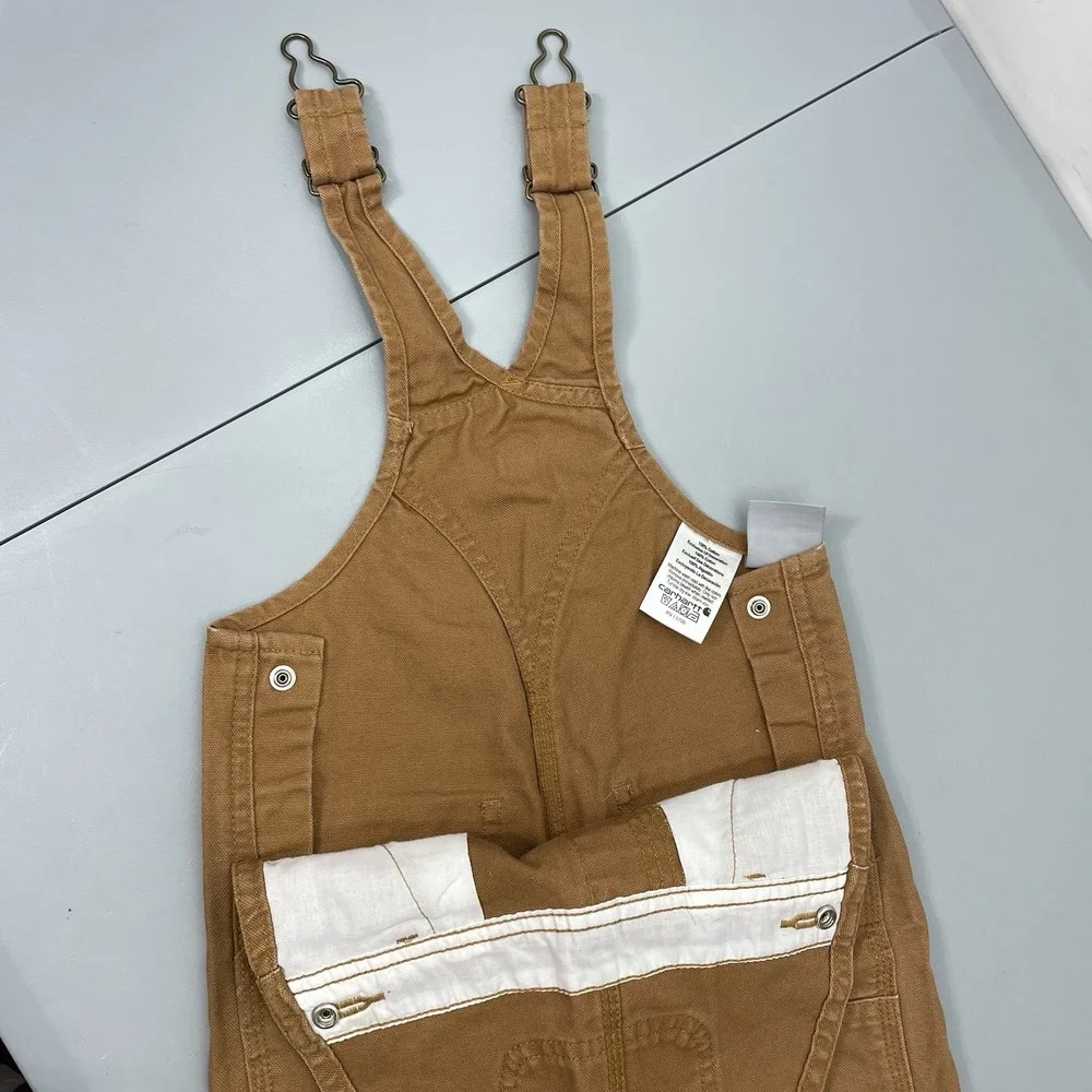Carhartt Infant Canvas Bib Overalls Duck Canvas Double Knee Farmer Brown Kid 18M